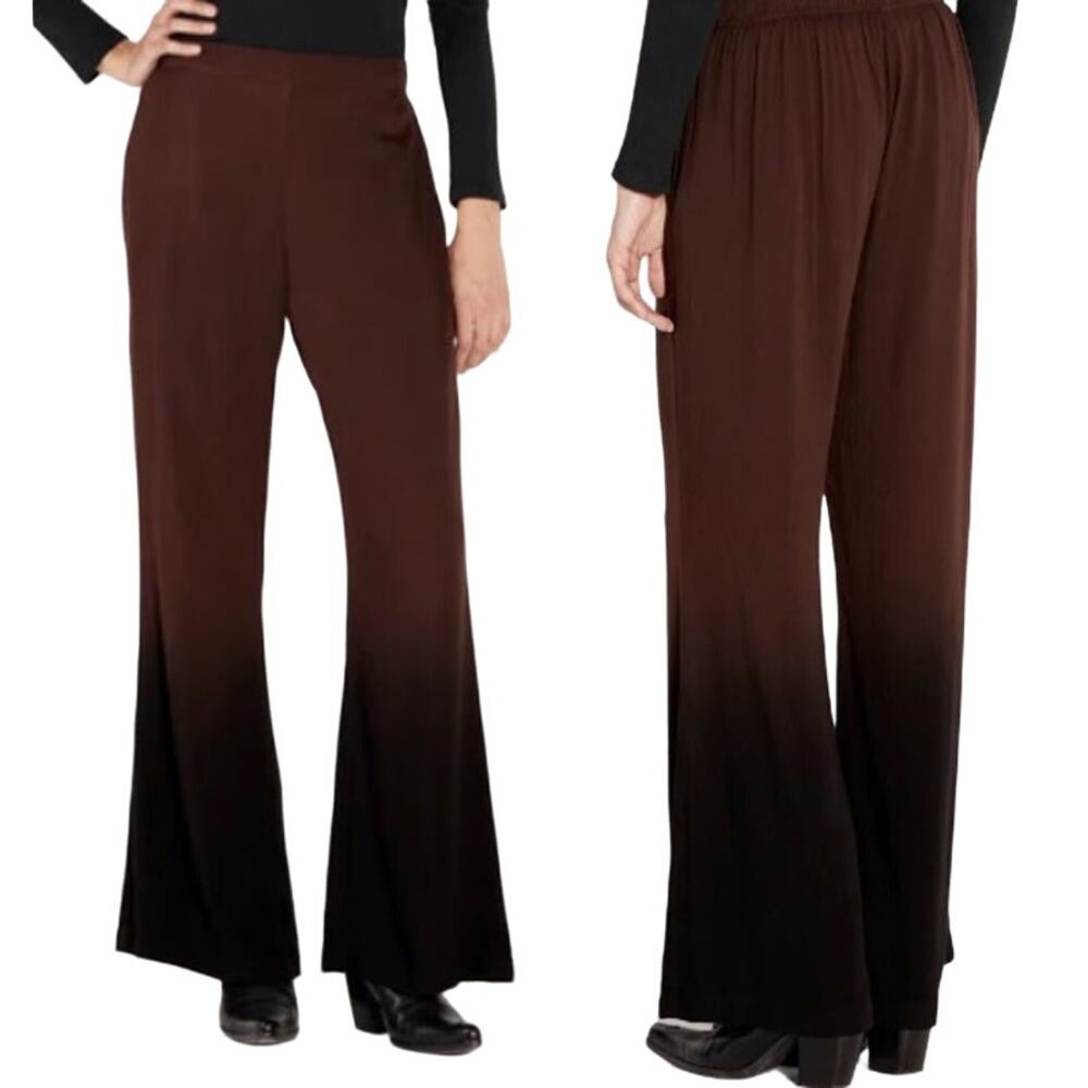 Raquel Allegra Wide Leg Pants Sz 1 Medium Ombre Brown Lagenlook Festival Boho